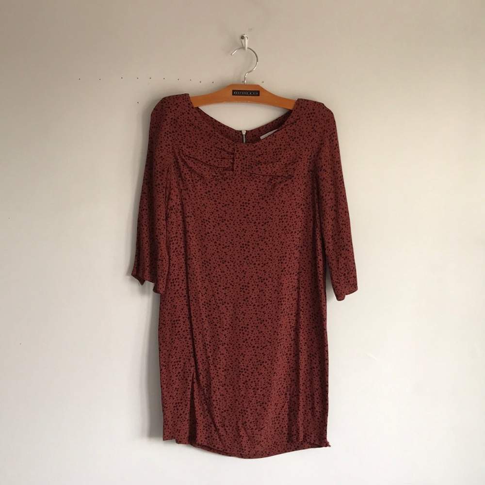 SANDRO print burnt orange black dress